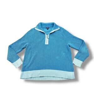 Patagonia Worn Wear Size XL Blue Ponderosa Pine 1/4-Zip Sweater Fisherman Chunky